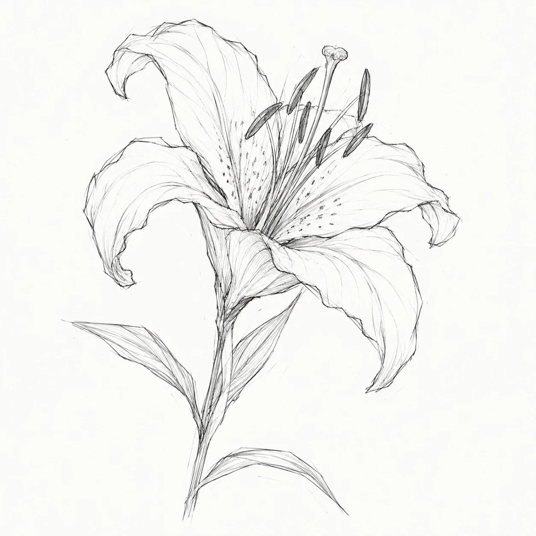 Line sketch of a lily