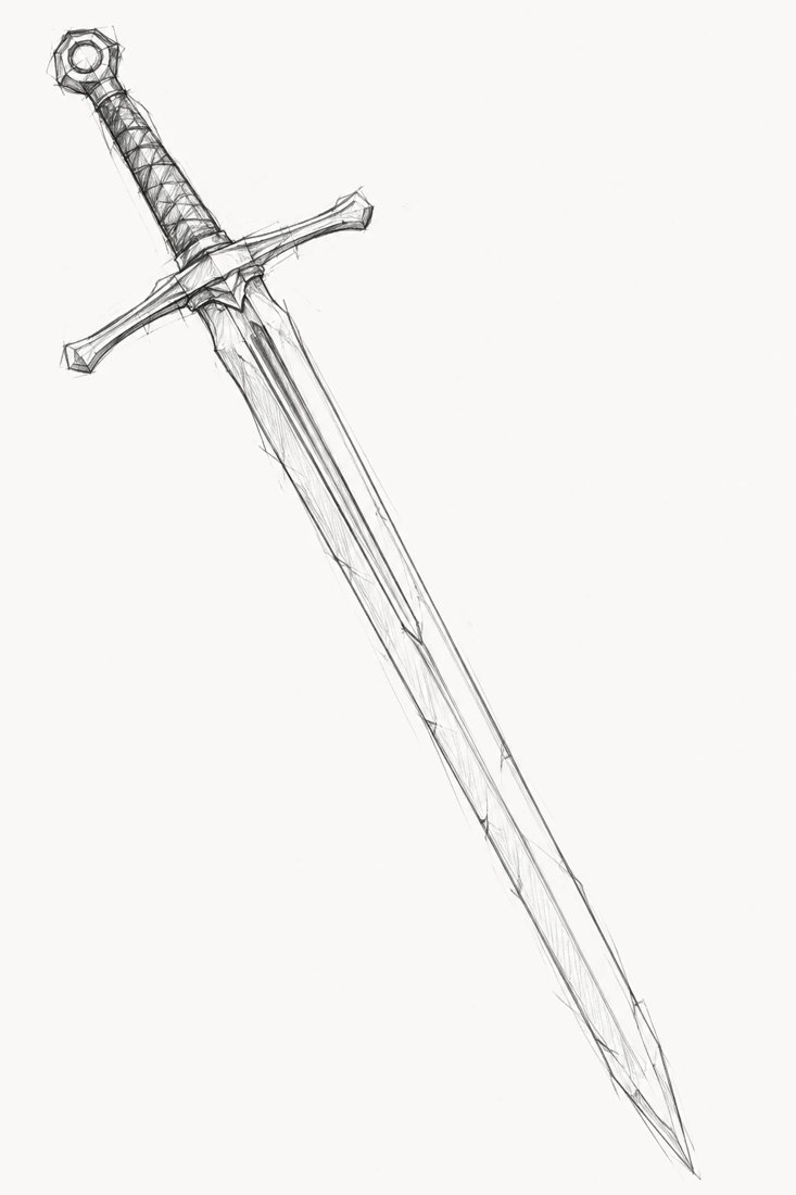 Line sketch of a longsword
